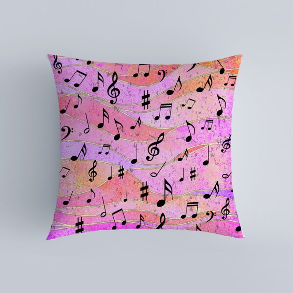 

Music Note Print Cushion Cover Without Filler, Multicolor
