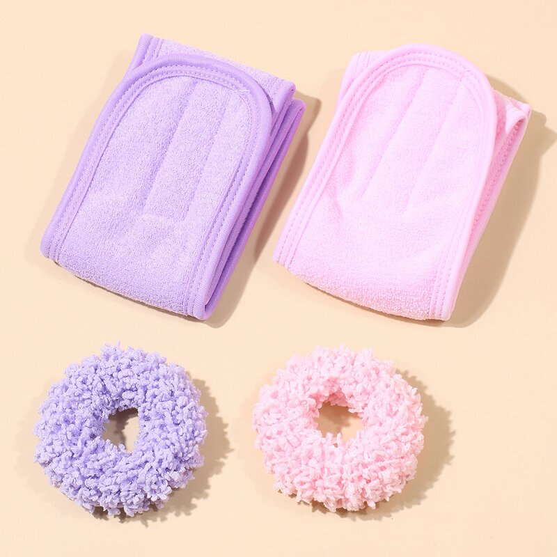 

2pcs Solid Hair Tie & 2pcs Hair Band, Multicolor