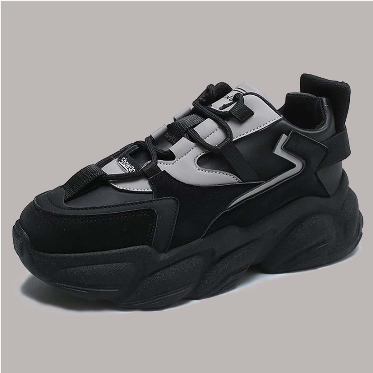 

Lace-up Chunky Trainers, Black