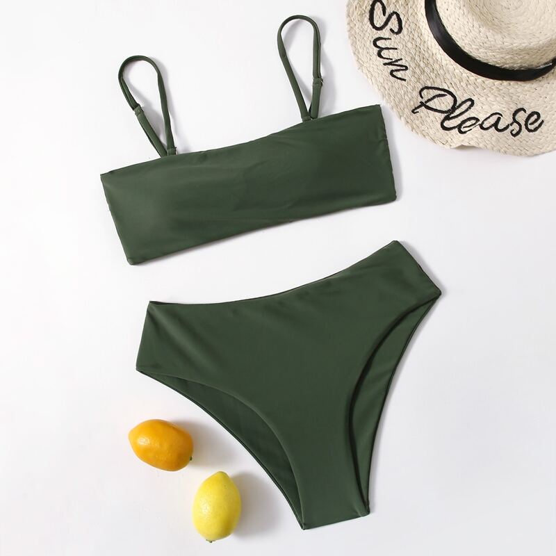 

Cami High Waist Bikini Swimsuit, Green