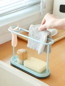 1pc Kitchen Rag Drain Rack - Mint Blue - View 3