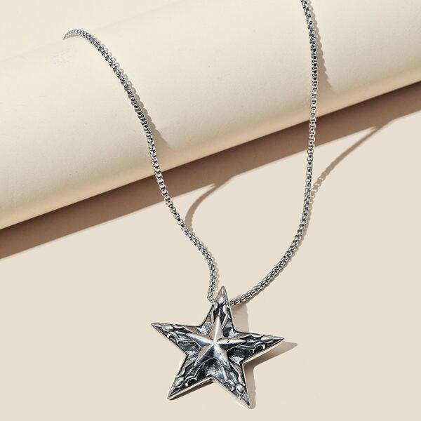 

Men Star Pendant Necklace, Silver