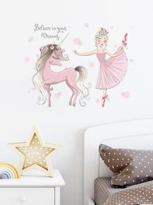 Trẻ em Phim hoạt hình Cô gái In Tường Sticker - Nhiều màu - Xem 1