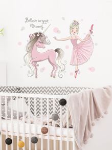 Trẻ em Phim hoạt hình Cô gái In Tường Sticker - Nhiều màu - Xem 2