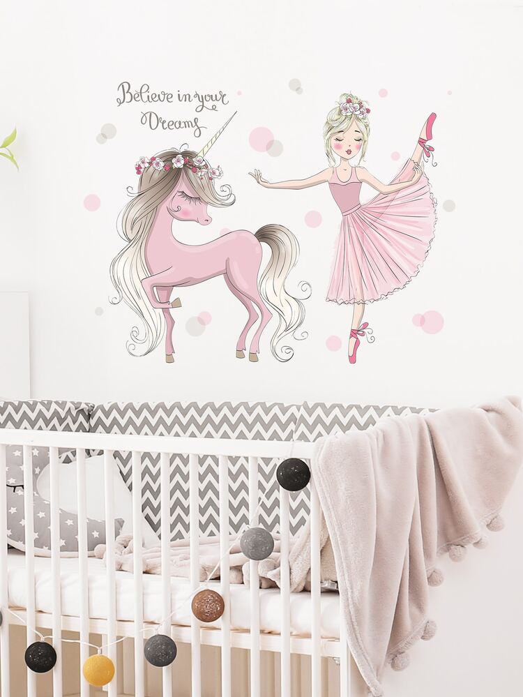 Trẻ em Phim hoạt hình Cô gái In Tường Sticker - Nhiều màu - Xem 2
