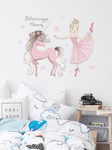 Trẻ em Phim hoạt hình Cô gái In Tường Sticker - Nhiều màu - Xem 4