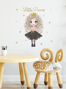 兒童卡通女孩圖案墻面貼紙 - 彩色 - 查看 3