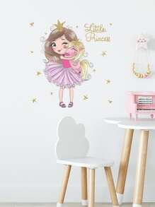 Miếng dán tường in hình cô gái hoạt hình cho trẻ em, miếng dán tường nghệ thuật tự dính dễ thương cho phòng ngủ trẻ em, miếng dán, miếng dán tường, miếng dán vinyl trang trí nhà cửa, vật dụng trang trí mùa xuân làm mới ngôi nhà của bạn, miếng dán trang trí Rama - Nhiều màu - Xem 2