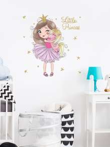 Miếng dán tường in hình cô gái hoạt hình cho trẻ em, miếng dán tường nghệ thuật tự dính dễ thương cho phòng ngủ trẻ em, miếng dán, miếng dán tường, miếng dán vinyl trang trí nhà cửa, vật dụng trang trí mùa xuân làm mới ngôi nhà của bạn, miếng dán trang trí Rama - Nhiều màu - Xem 3