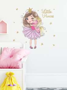 Miếng dán tường in hình cô gái hoạt hình cho trẻ em, miếng dán tường nghệ thuật tự dính dễ thương cho phòng ngủ trẻ em, miếng dán, miếng dán tường, miếng dán vinyl trang trí nhà cửa, vật dụng trang trí mùa xuân làm mới ngôi nhà của bạn, miếng dán trang trí Rama - Nhiều màu - Xem 4