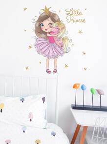 Miếng dán tường in hình cô gái hoạt hình cho trẻ em, miếng dán tường nghệ thuật tự dính dễ thương cho phòng ngủ trẻ em, miếng dán, miếng dán tường, miếng dán vinyl trang trí nhà cửa, vật dụng trang trí mùa xuân làm mới ngôi nhà của bạn, miếng dán trang trí Rama - Nhiều màu - Xem 5