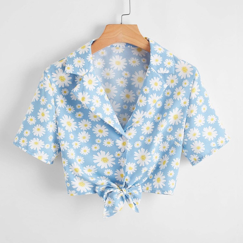 

Daisy Floral Crop Shirt, Multicolor