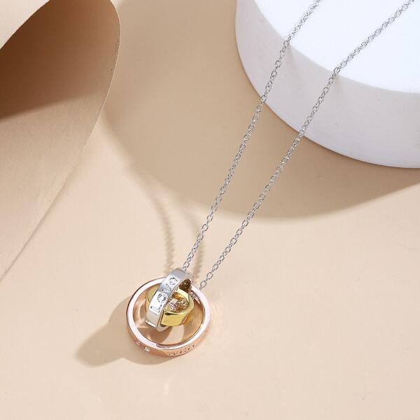 

Hollow Out Round Charm Necklace, Silver
