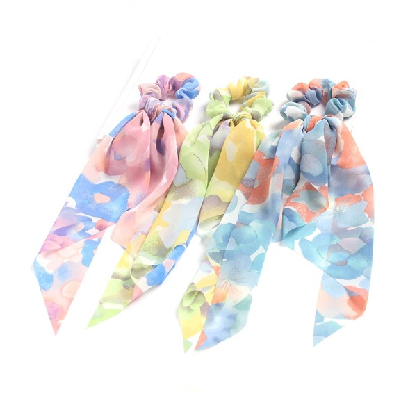 

3pcs Color Block Scarf Hair Tie, Multicolor