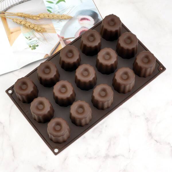 

1pc 15 Grid Pudding Mold, Chocolate brown
