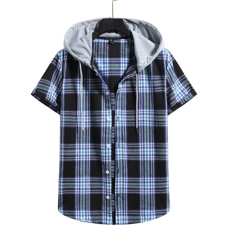 

Guys Plaid Button Front Drawstring Hooded Shirt, Multicolor