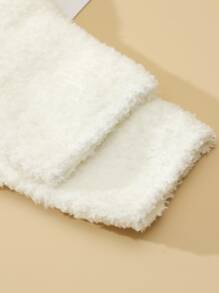 Plain Fuzzy Socks - White - View 3