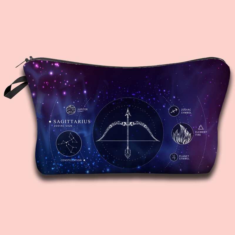 

12 Zodiac Signs Sagittarius Makeup Bag, Purple