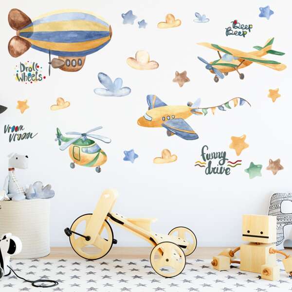 

Kids Aircraft Print Wall Sticker, Multicolor