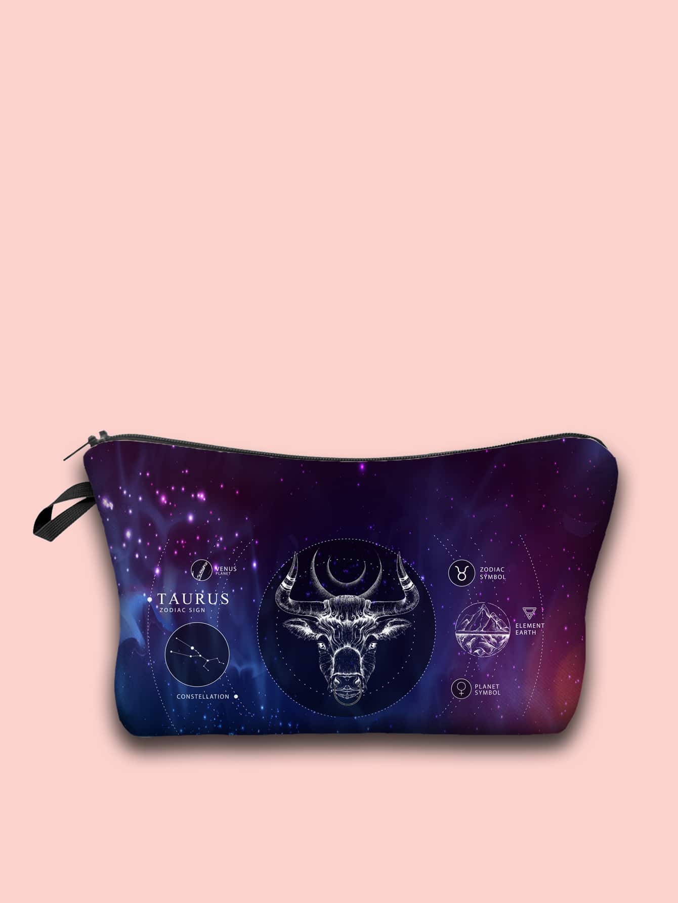 12 Zodiac Signs Taurus Makeup Bag - Purple - View 1