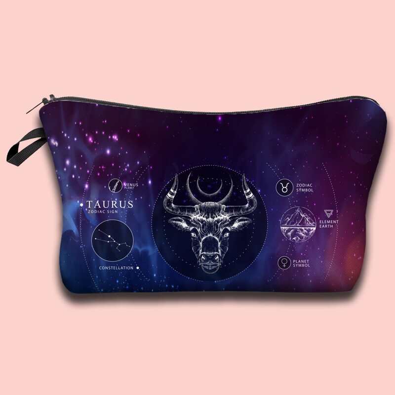 

12 Zodiac Signs Taurus Makeup Bag, Purple