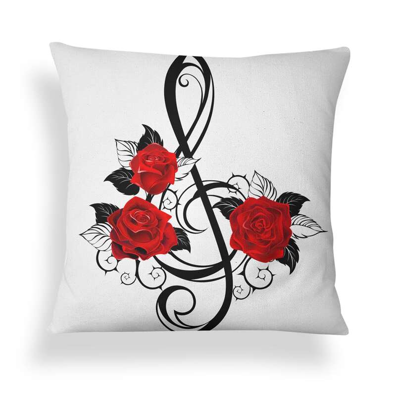 

Music Note Print Cushion Cover Without Filler, Multicolor