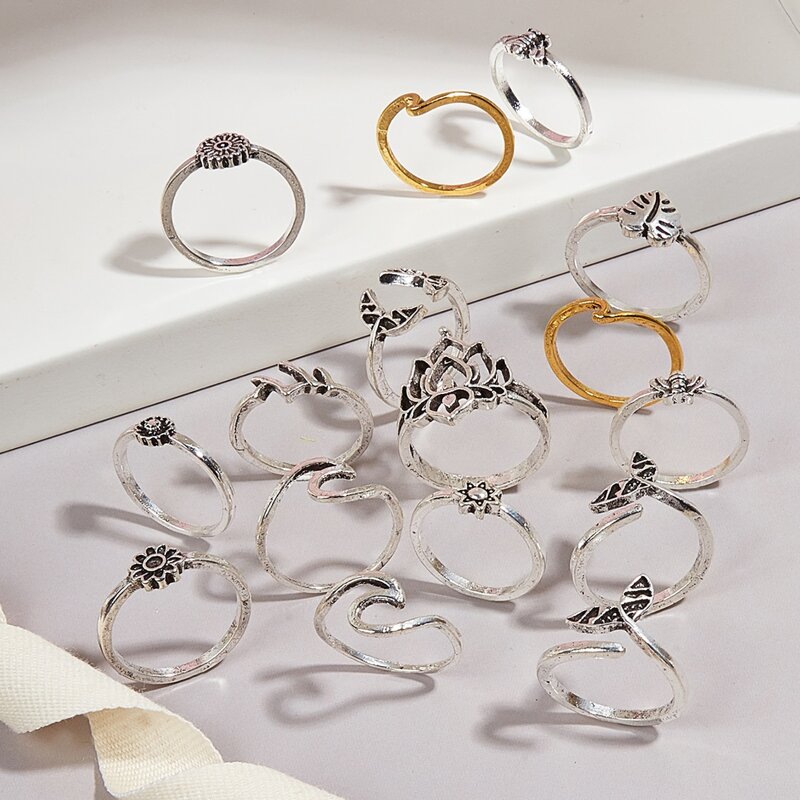 

16pcs Floral Ring, Silver
