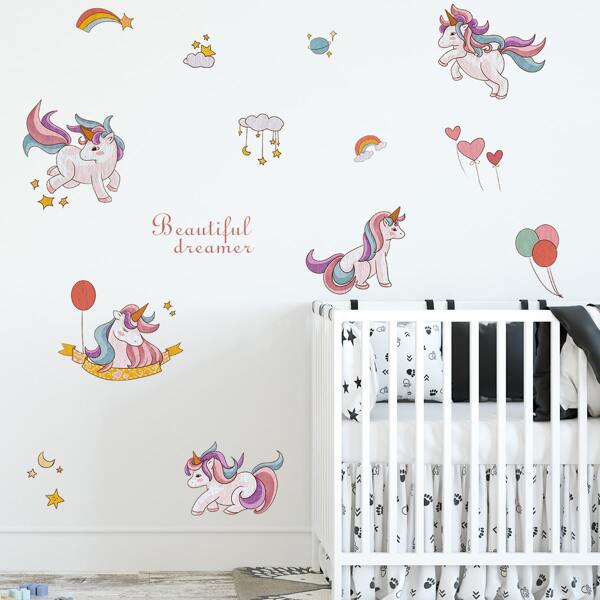 

Kids Unicorn Print Wall Sticker, Multicolor
