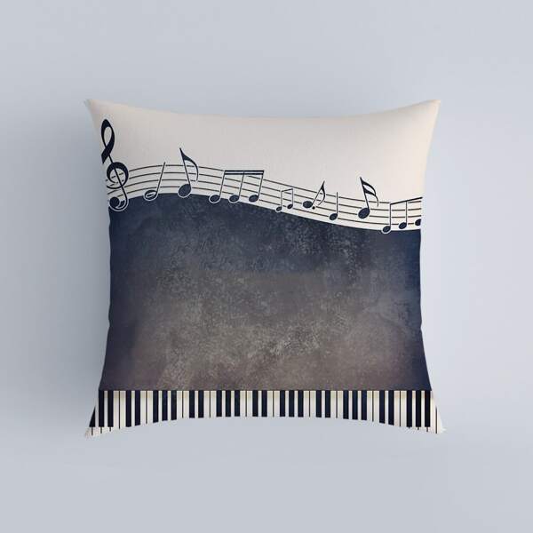 

Music Note Print Cushion Cover Without Filler, Multicolor