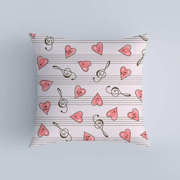 

Heart Print Cushion Cover Without Filler, Multicolor