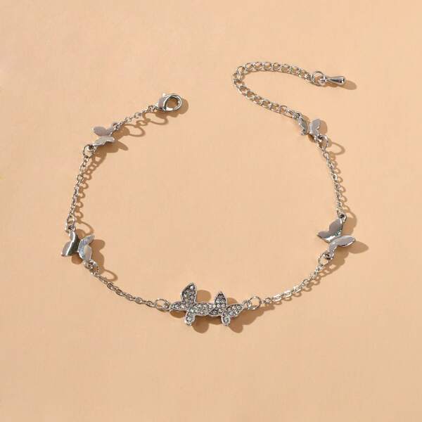 

Butterfly Decor Chain Bracelet, Silver
