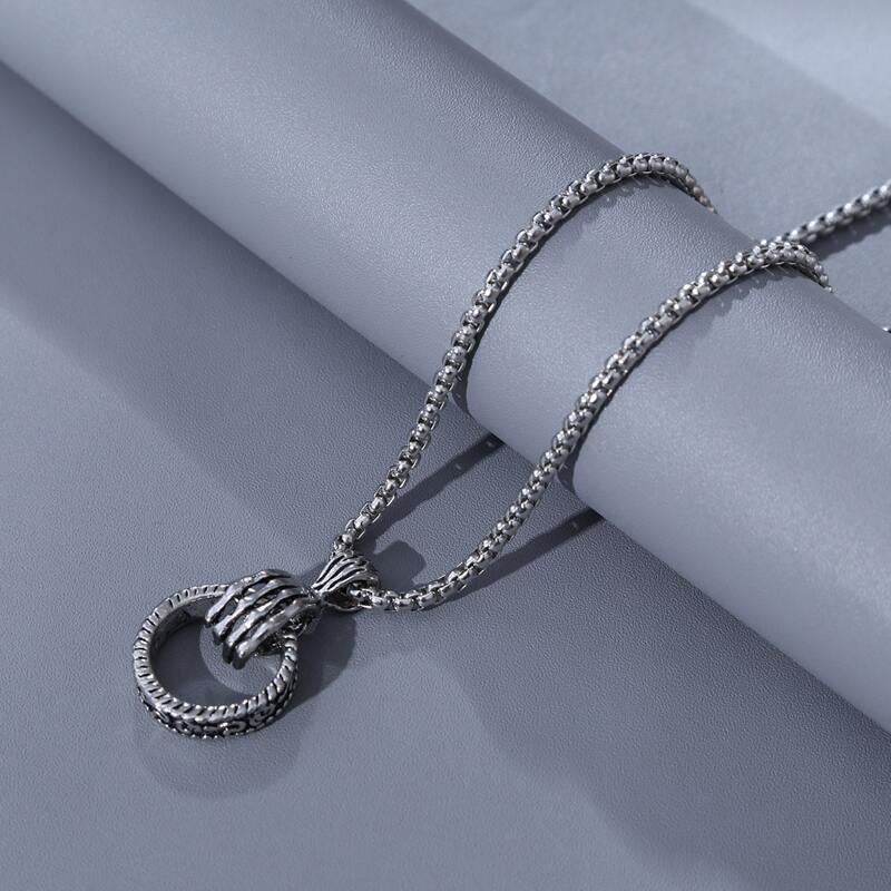 

Guys Round Charm Necklace, Antique silver