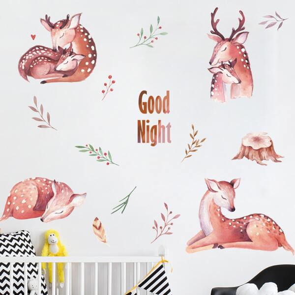 

Kids Deer Print Wall Sticker, Multicolor