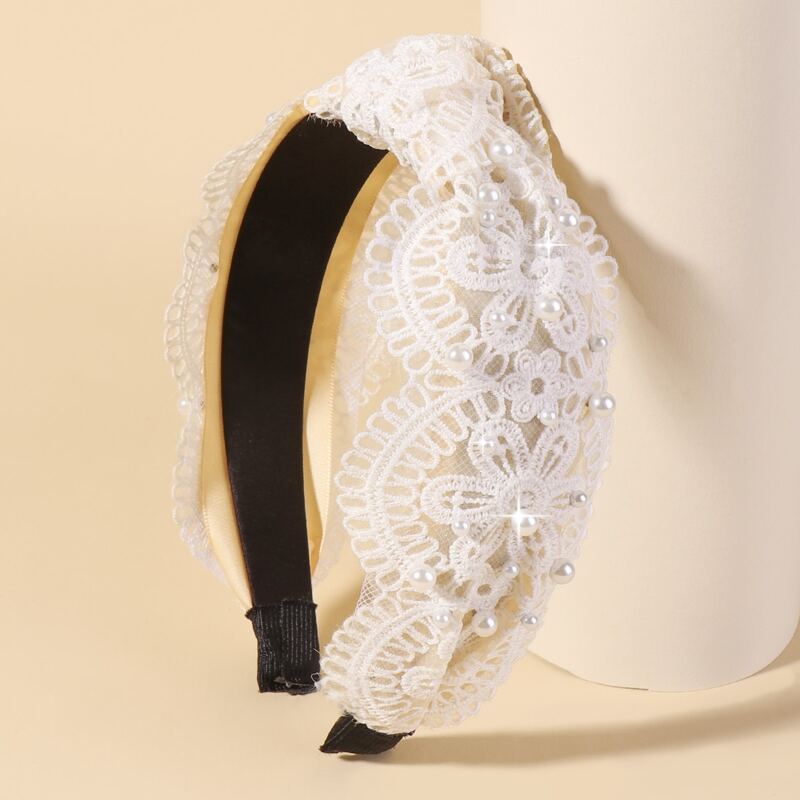 

Faux Pearl Lace Hair Hoop, White