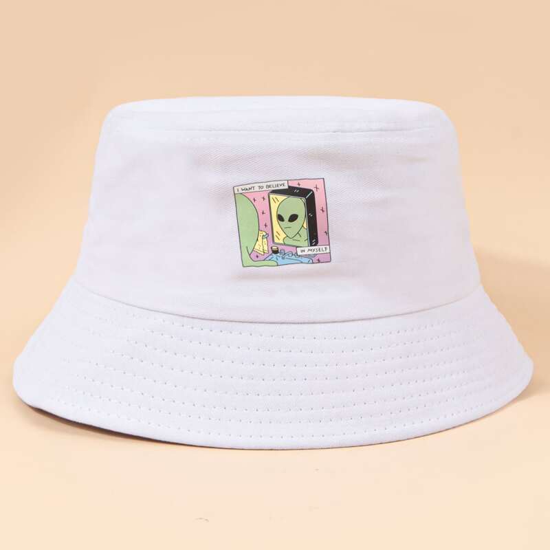 

Alien Print Bucket Hat, White