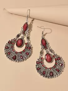 Trang trí bằng đá quý Hoa tai rỗng - Bạc - Xem 1