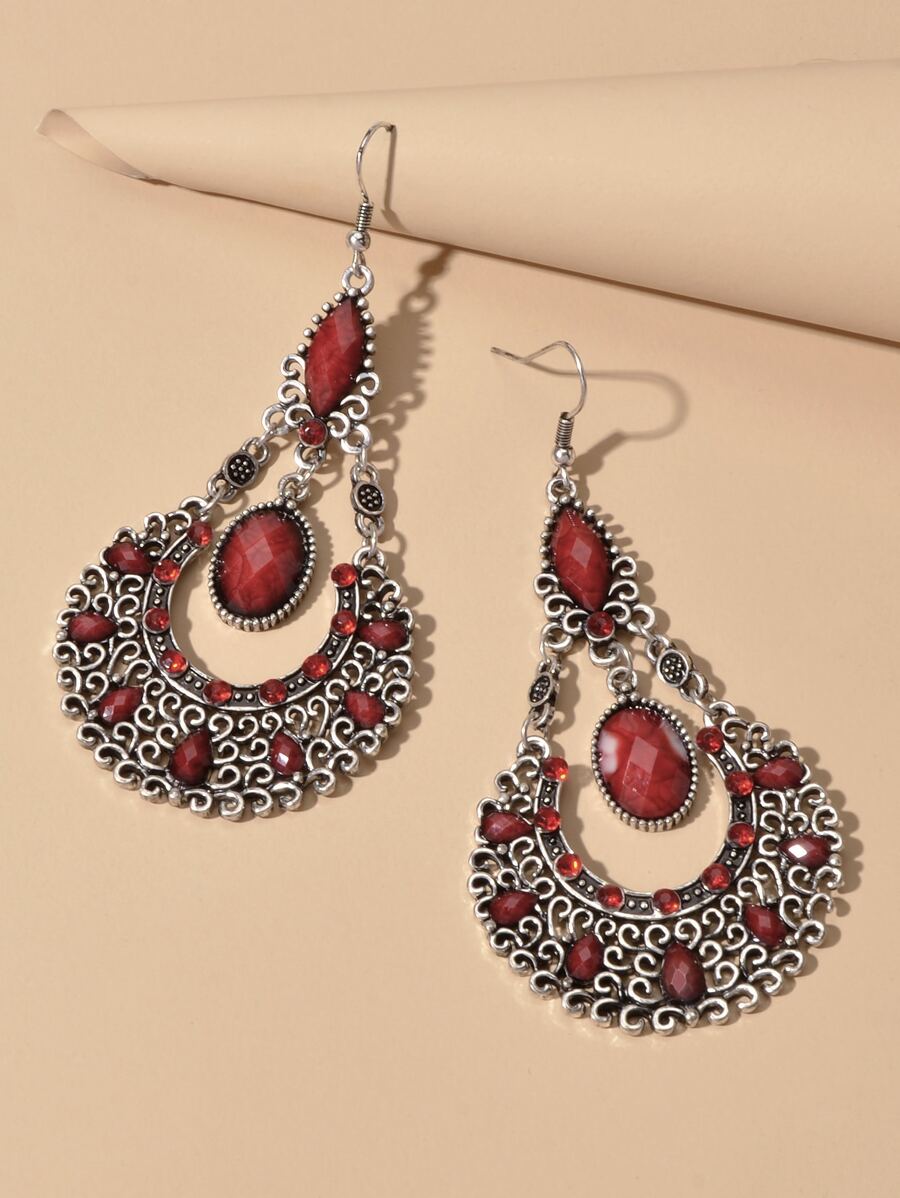 Trang trí bằng đá quý Hoa tai rỗng - Bạc - Xem 1