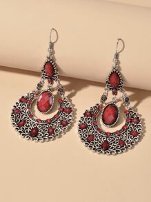 Trang trí bằng đá quý Hoa tai rỗng - Bạc - Xem 2