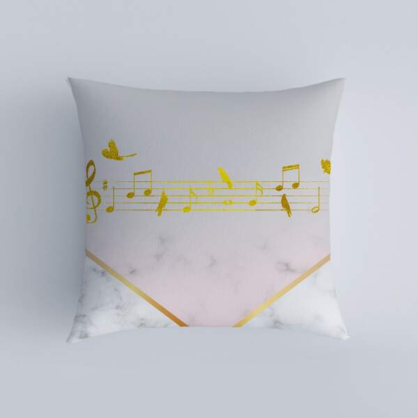 

Music Note Print Cushion Cover Without Filler, Multicolor