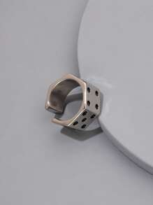 時尚流行男士骰子裝飾戒指合金，適合珠寶禮物和時尚外觀 - 銀色 - 查看 3