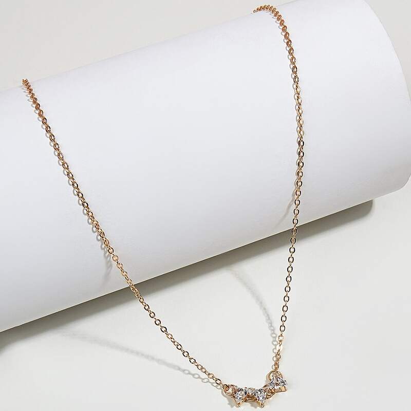 

Triangle Crystal Charm Necklace, Gold