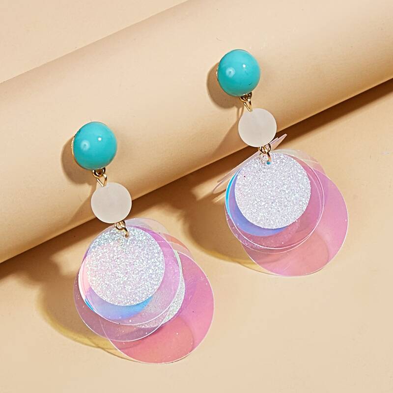 

Layered Disc Drop Earrings, Multicolor