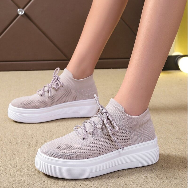 

Flatform Knit Sneakers, Dusty purple