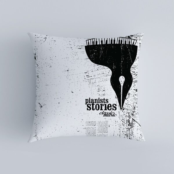 

Piano Print Cushion Cover Without Filler, Black and white