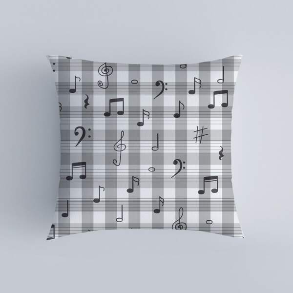 

Music Notes Print Cushion Cover Without Filler, Multicolor