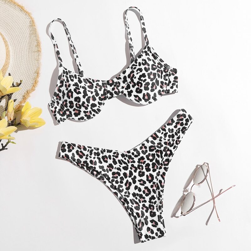 

Leopard Underwire Bikini Swimsuit, Multicolor