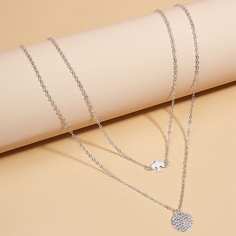 

Hammered Disc Layered Necklace, Silver
