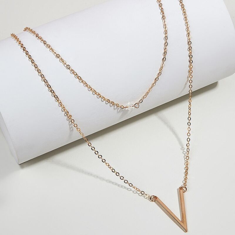 

Letter V Layered Necklace, Gold
