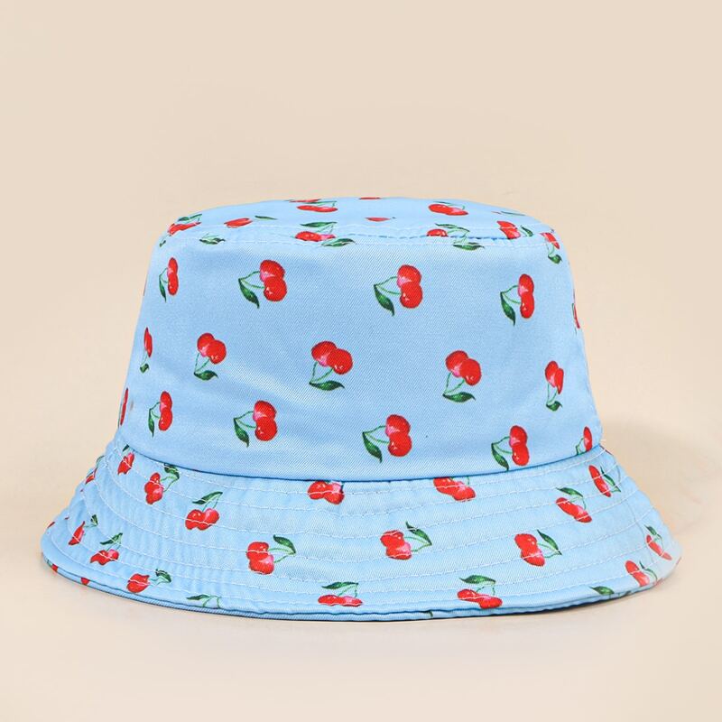 

Cherry Print Bucket Hat, Baby blue