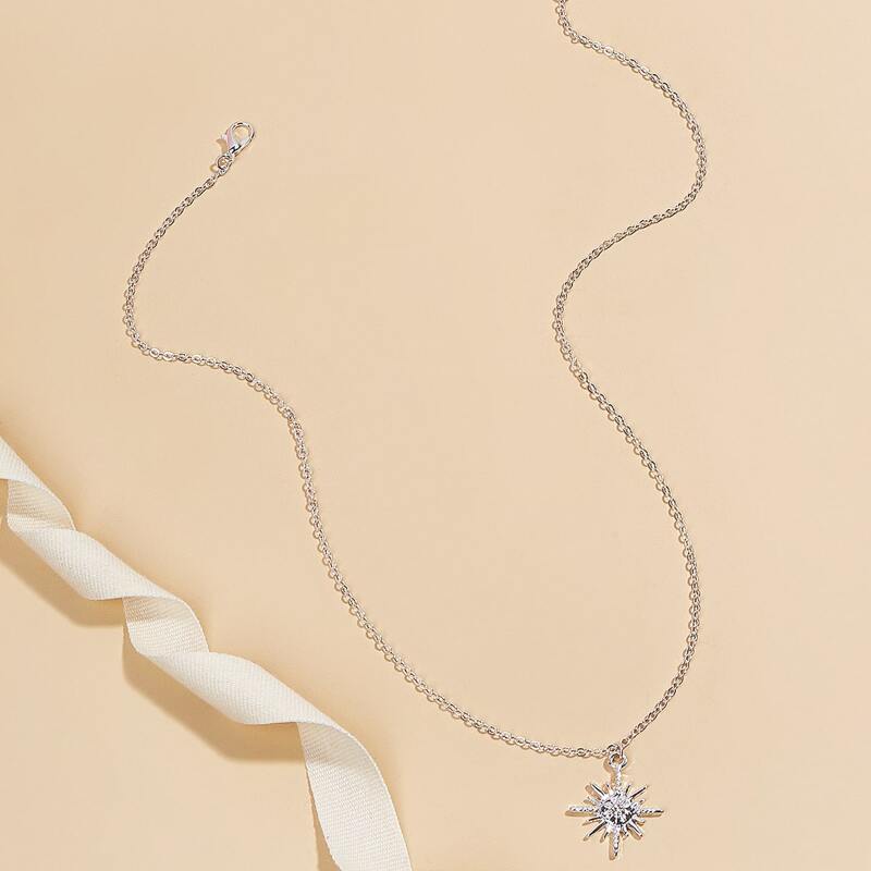 

Sun Pendant Necklace, Silver